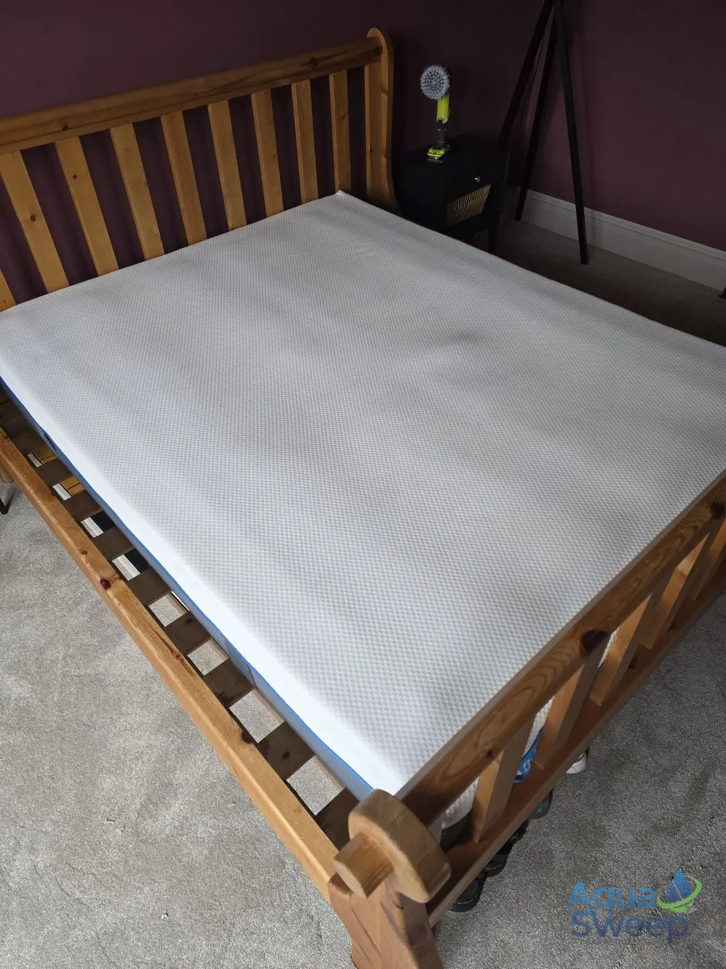 After: white mattress with large yellow stains